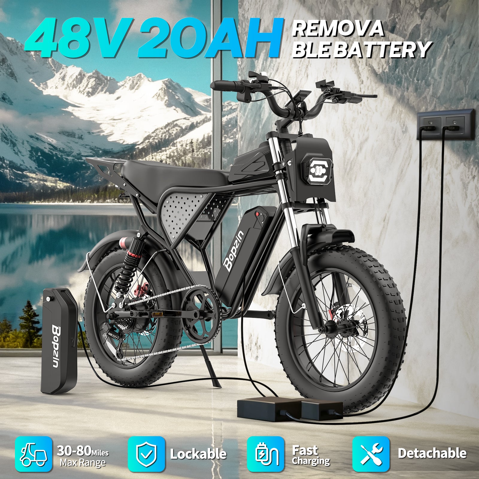Bopzin  C21 1500W Fat Tire Electric Mountain Motorcycles