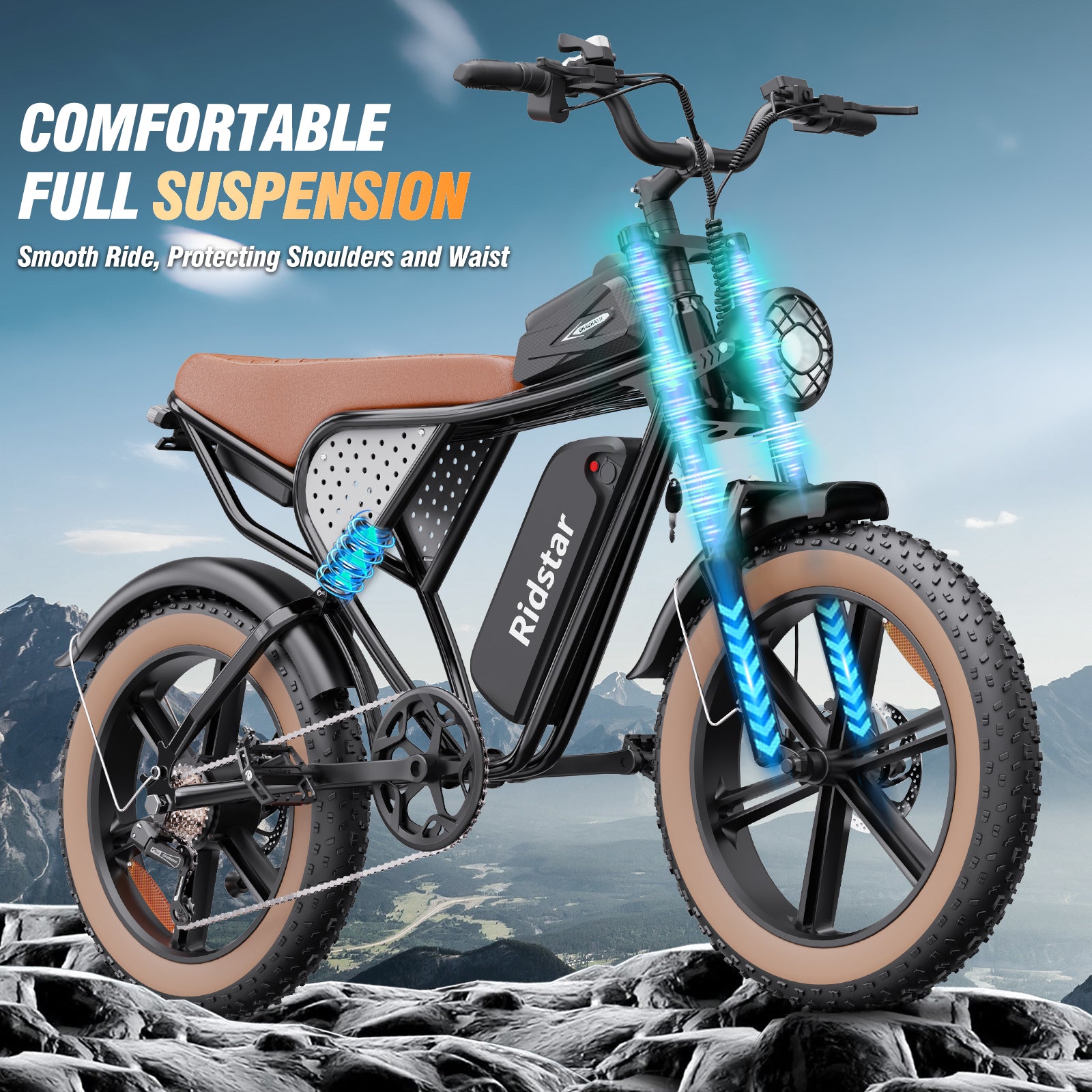 Ridstar® Q20Luxe Lite 1000W Fat Tire Ebike