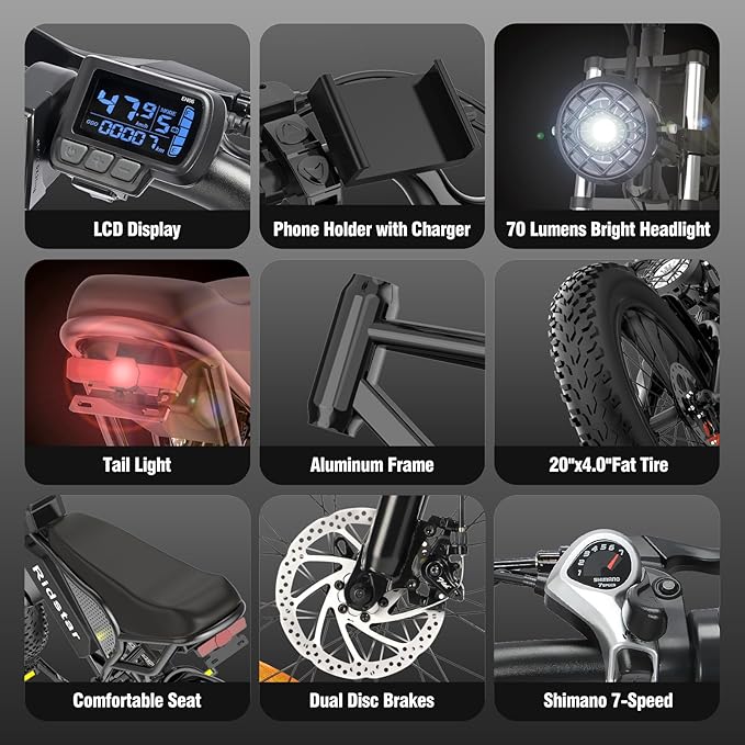 Vélo électrique à gros pneus Ridstar® Q20 Lite 1000 W