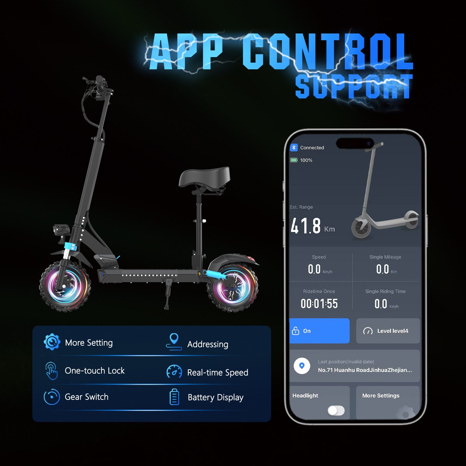Ridstar® LIT-S6PRO 1200W Adult electric scooter
