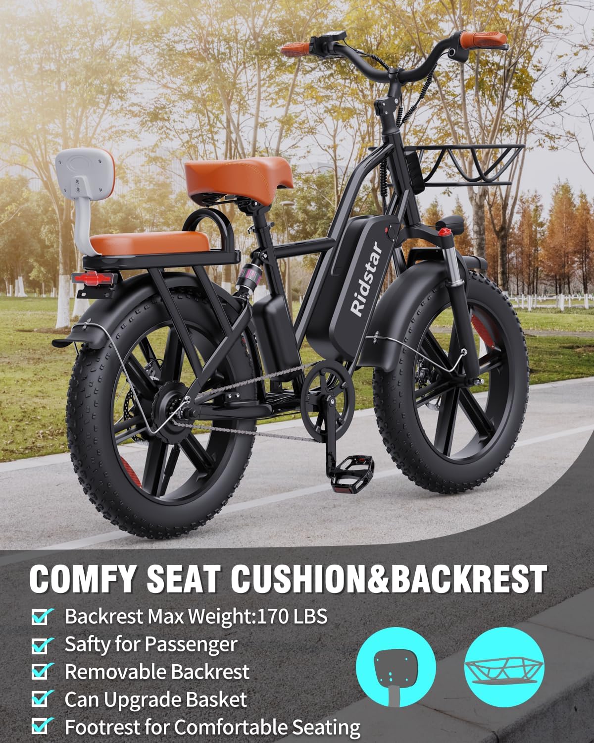 Ridstar FM001 2-Seater Fat Tire Electric Bike-5