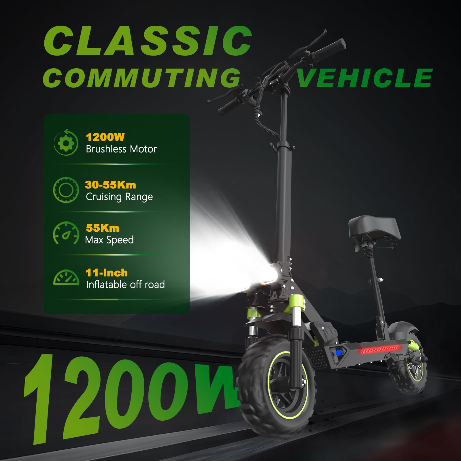 Ridstar® LIT-S6 1200W Adult electric scooter