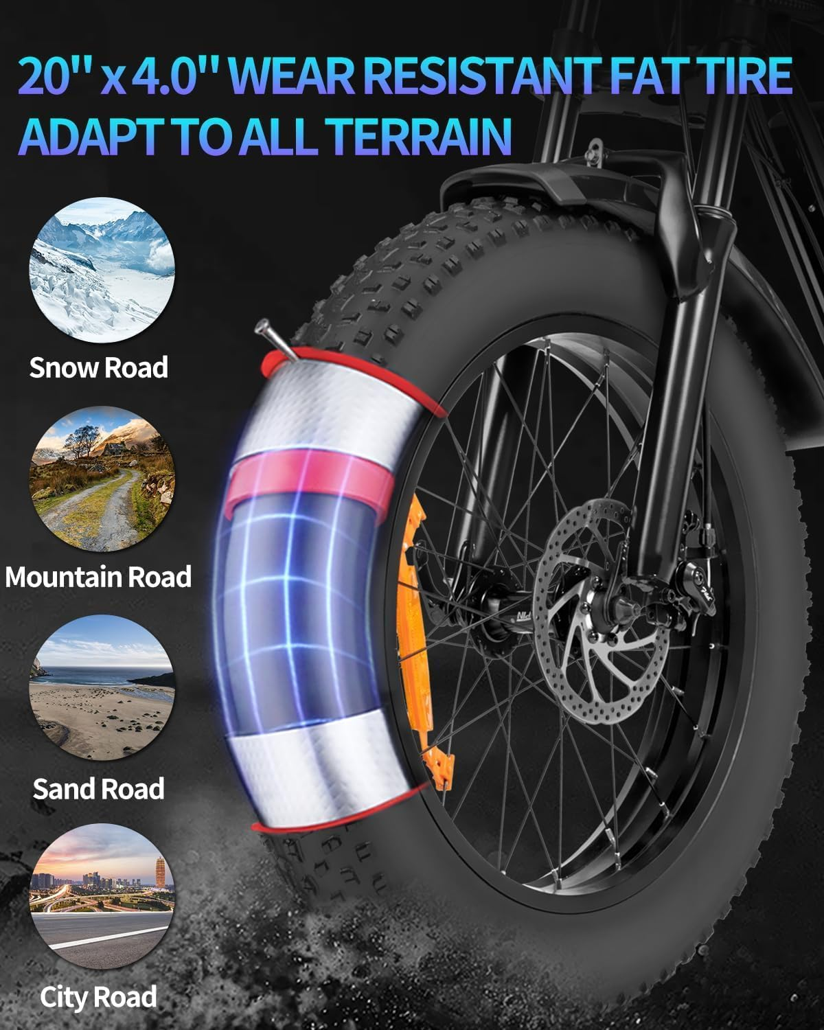 Vélo électrique à gros pneus Ridstar® Q20 Lite 1000 W