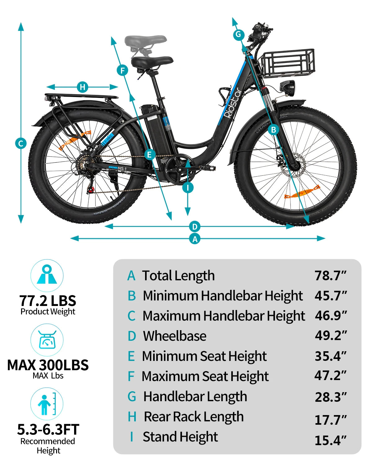 Ridstar® MN26 1500W Unfoldable Fat Tire Mountain Ebike