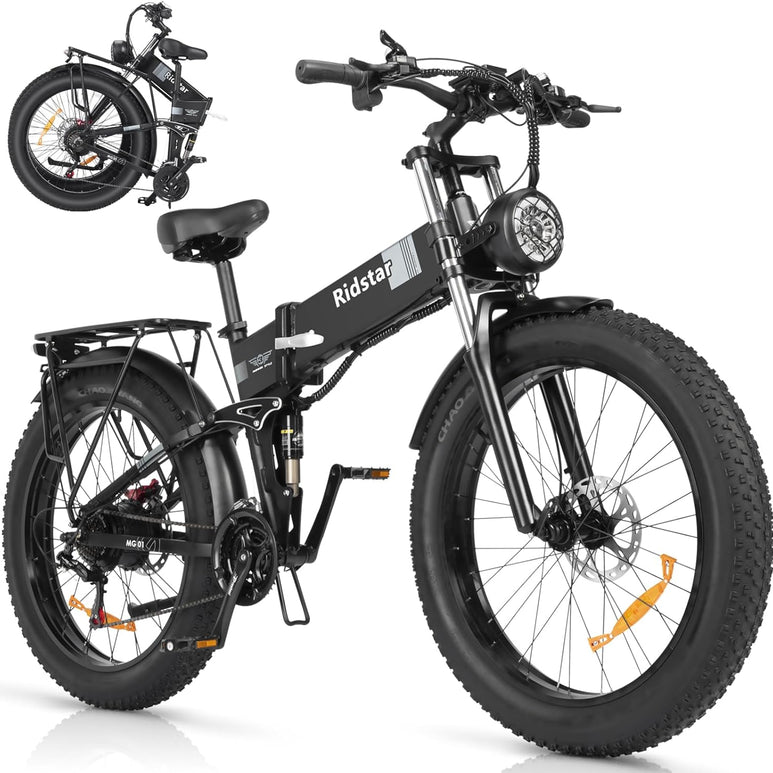 Ridstar 26Inch 2000W Folding Fat Tire Mountain Electric Bike-1