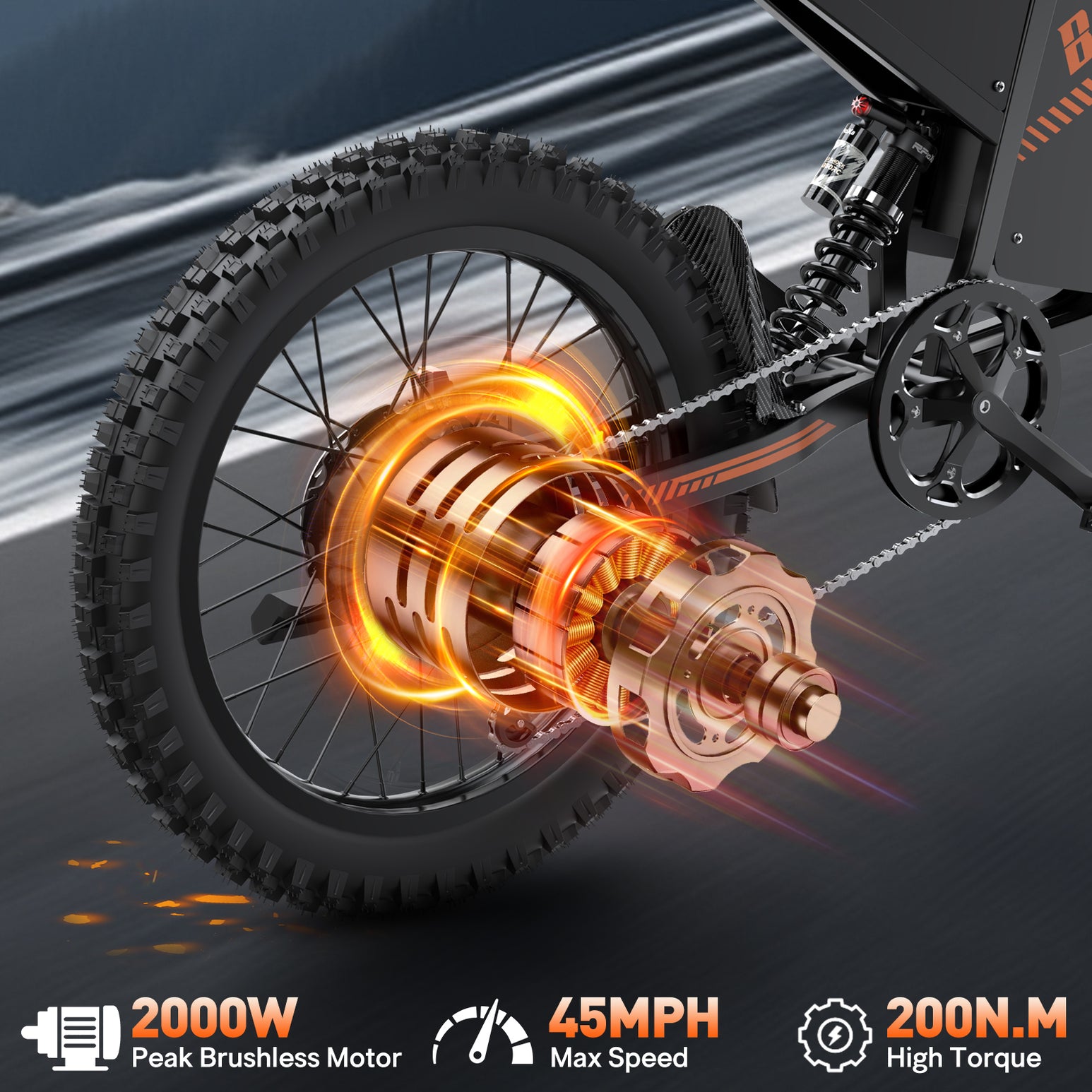 Bopzin Q8 60V 2000W Fat tire mountain electric motorcycle for aldult