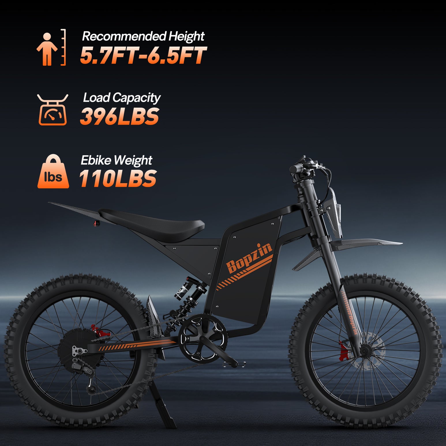 Bopzin Q8 60V 2000W Fat tire mountain electric motorcycle for aldult