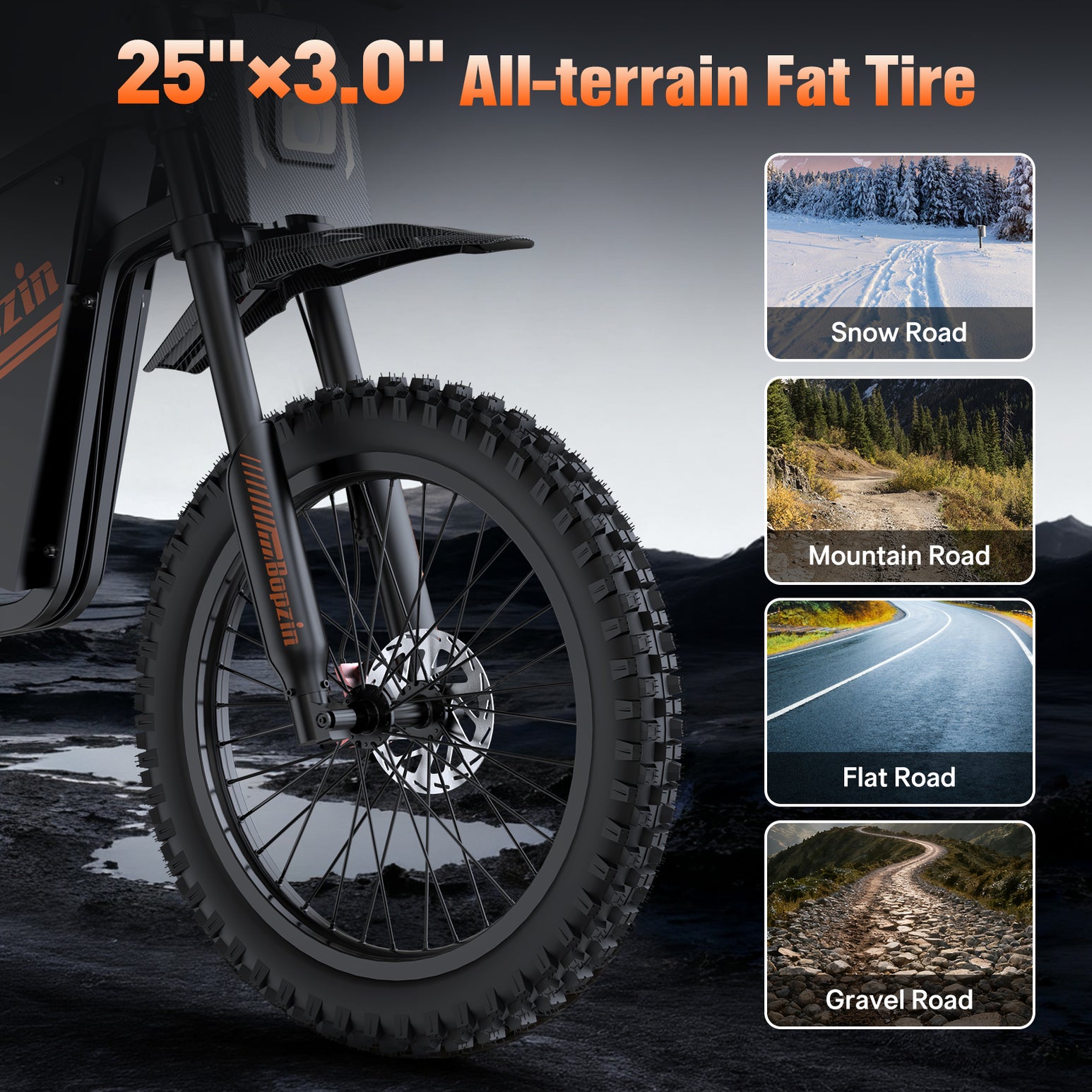 Bopzin Q8 60V 2000W Fat tire mountain electric motorcycle for aldult
