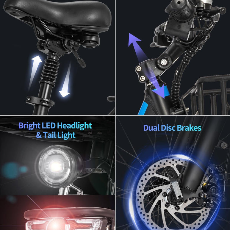 Ridstar 26Inch 2000W Folding Fat Tire Mountain Electric Bike-6