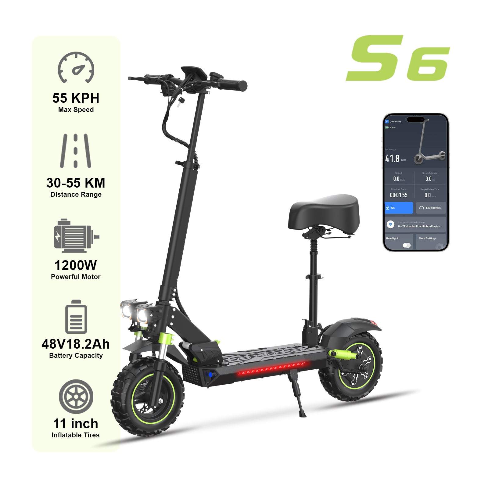 Ridstar® LIT-S6 1200W  Adult electric scooter