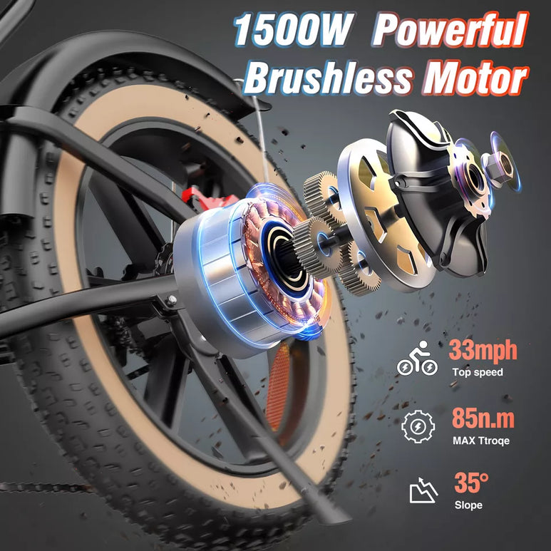 Ridstar® Q20Luxe 1500W 48V 20Ah Battery 20''Fat Tire Mountain Electric Bike for Adult * 2